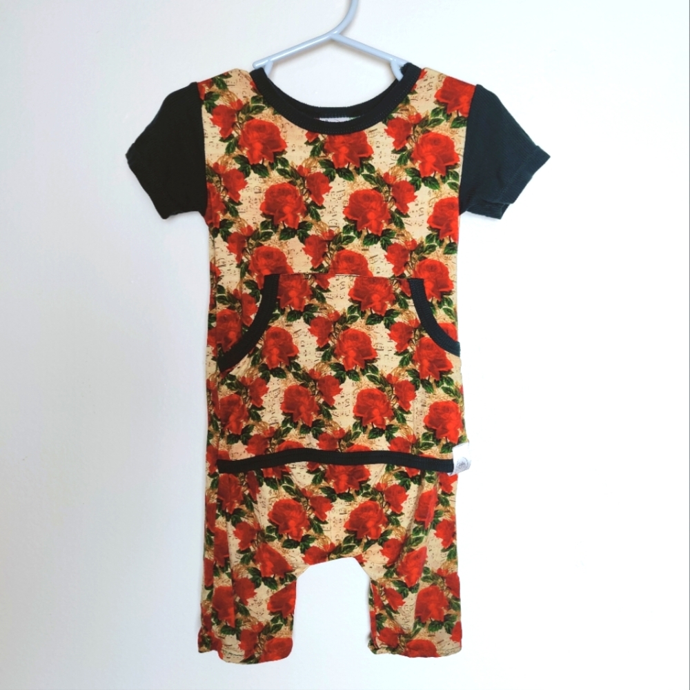 Ready Set Romper Change-A-Roo Front Opening Romper in Smell the Roses, Sz 6-12 M